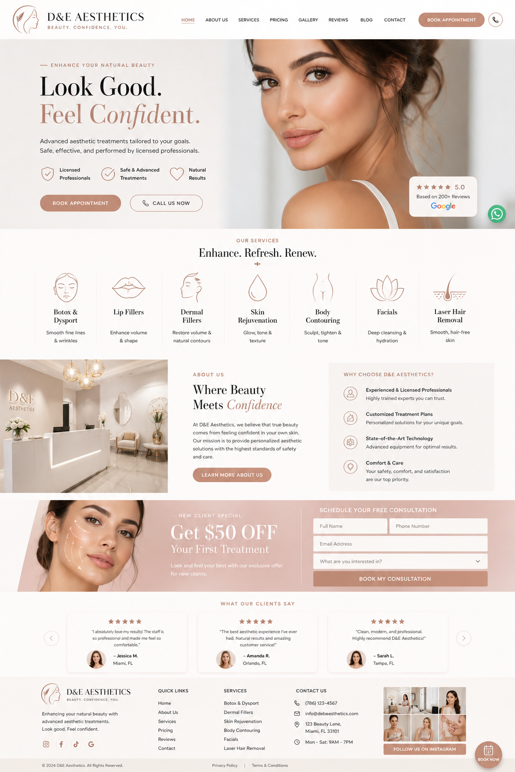 D&E Aesthetics — Aesthetics & Beauty website template by Business Builder IO