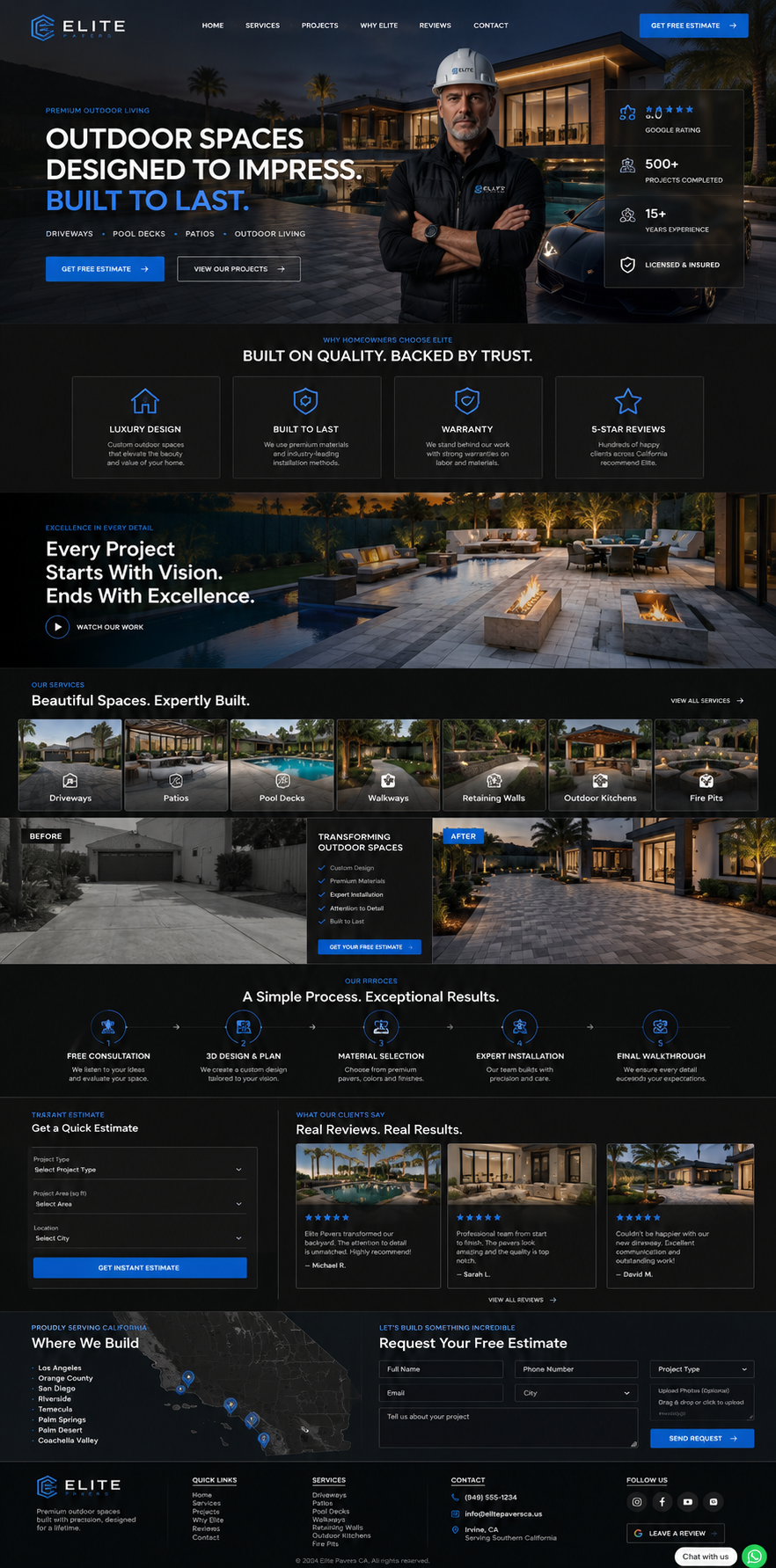 Elite Pavers — Outdoor Living website template by Business Builder IO